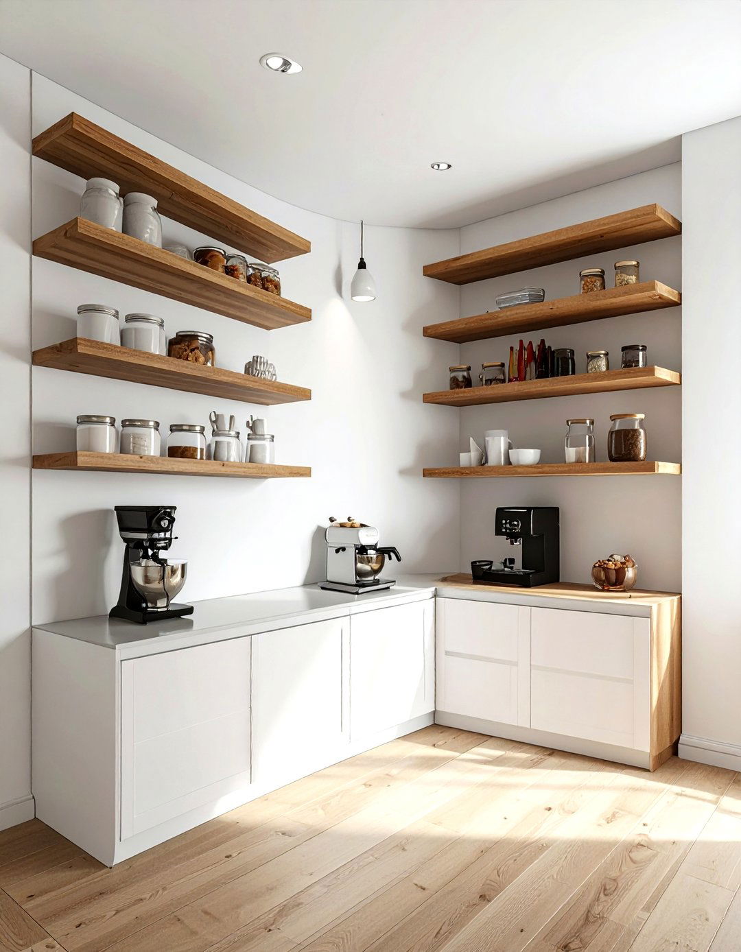 Wraparound Corner Shelves - 30 kitchen corner shelving ideas