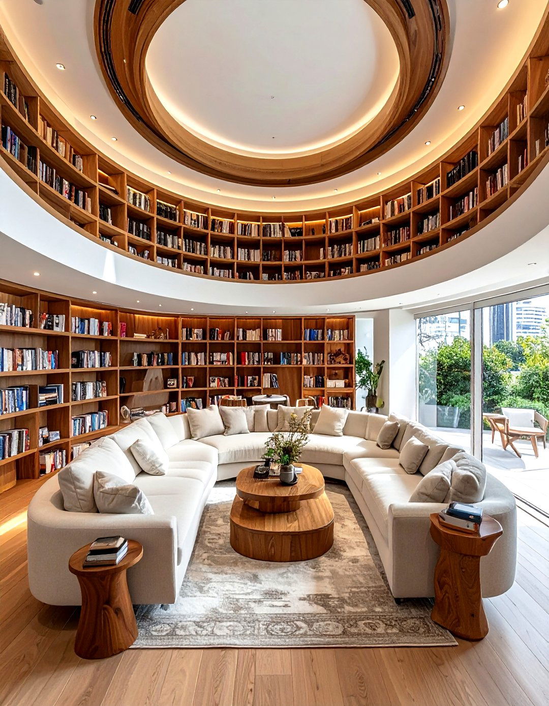 Wraparound ceiling shelf - 30 living room overhead storage ideas