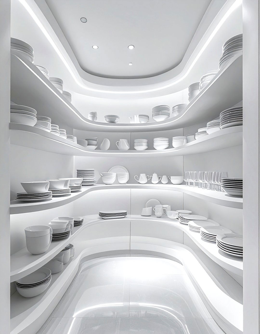 Wraparound dining room shelves - 30 dining room overhead storage ideas