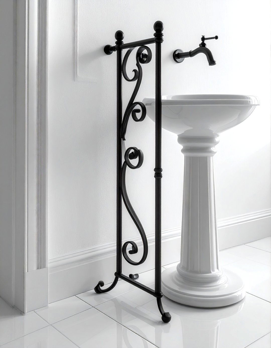 Wrought Iron Stand - 30 metal bathroom ideas