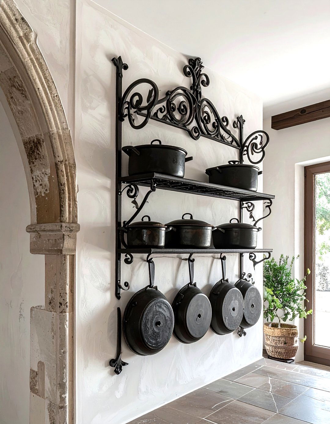 Wrought Iron Wall Hanger - 30 wall pot rack kitchen ideas