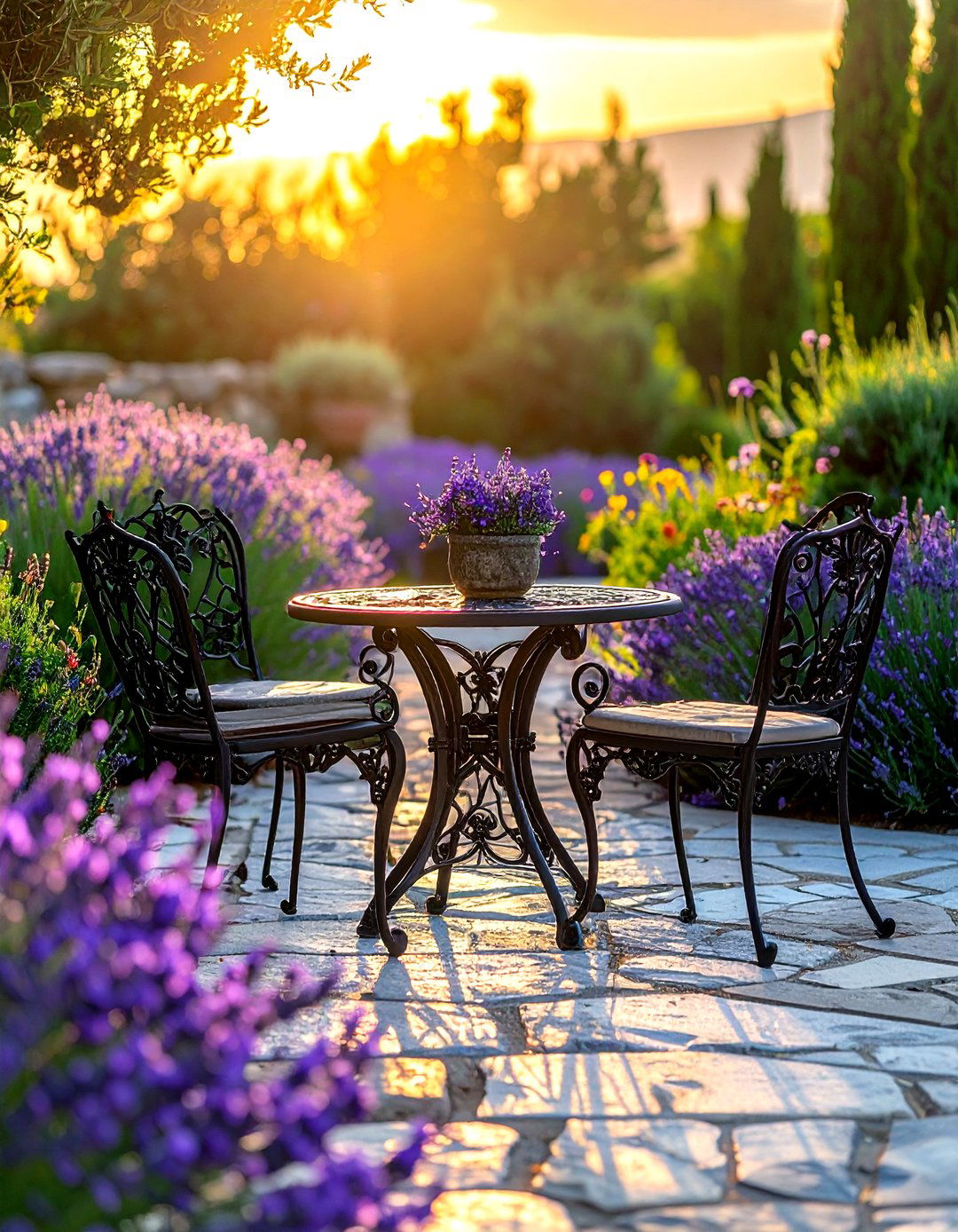 Wrought iron and stone garden - 30 decor texture mixing ideas