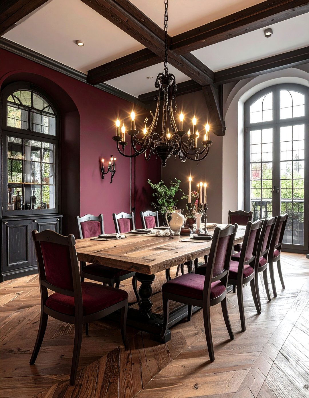 Wrought iron chandelier - 30 Tudor dining room ideas