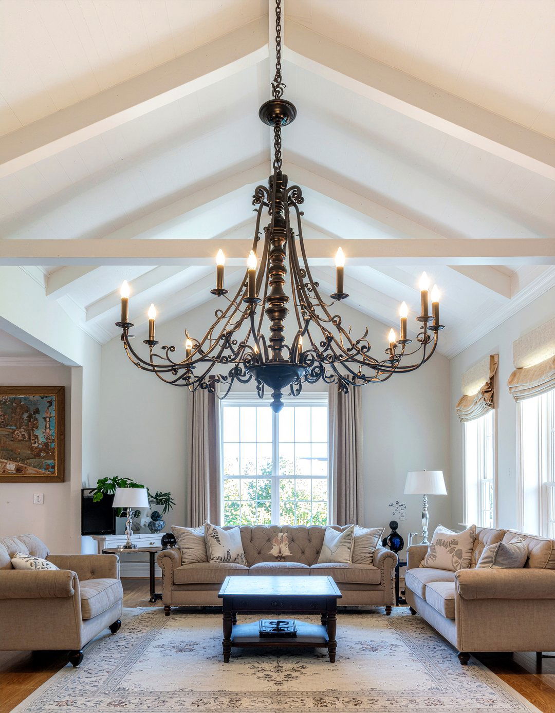 Wrought iron chandelier - 30 French country living room ideas