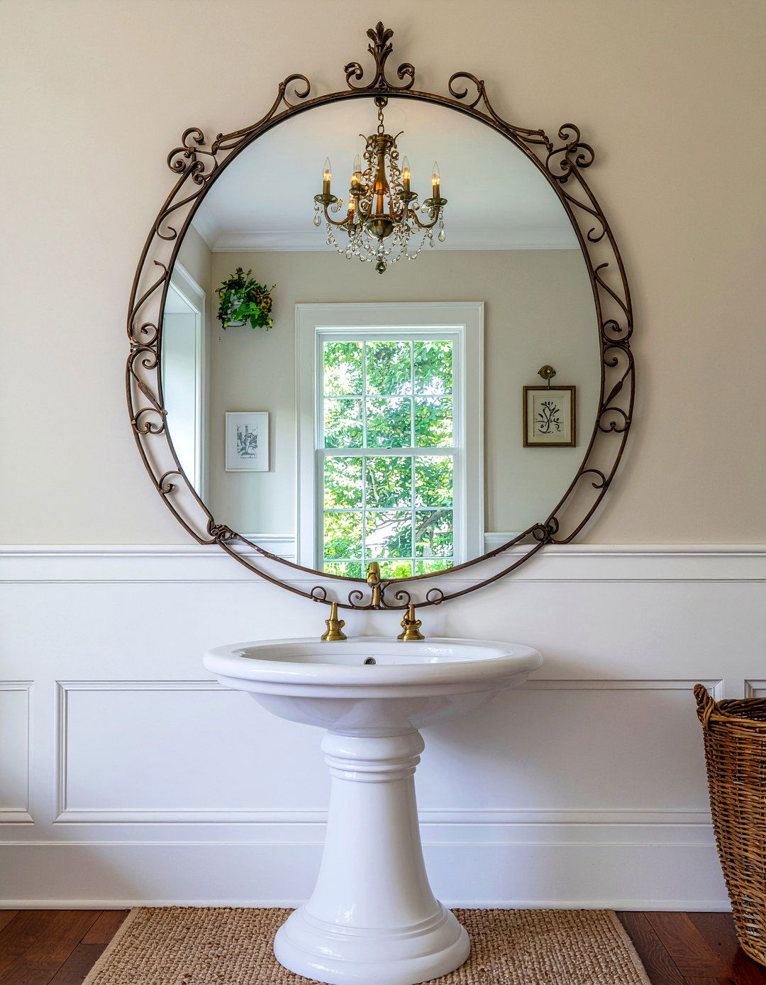 Wrought iron mirror - 30 French country bathroom ideas