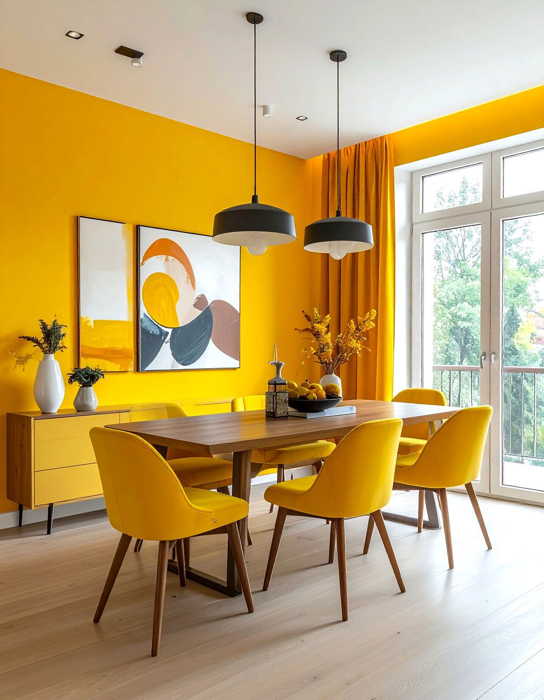 Yellow Accent Wall Dining Room - 30 bright yellow dining room ideas