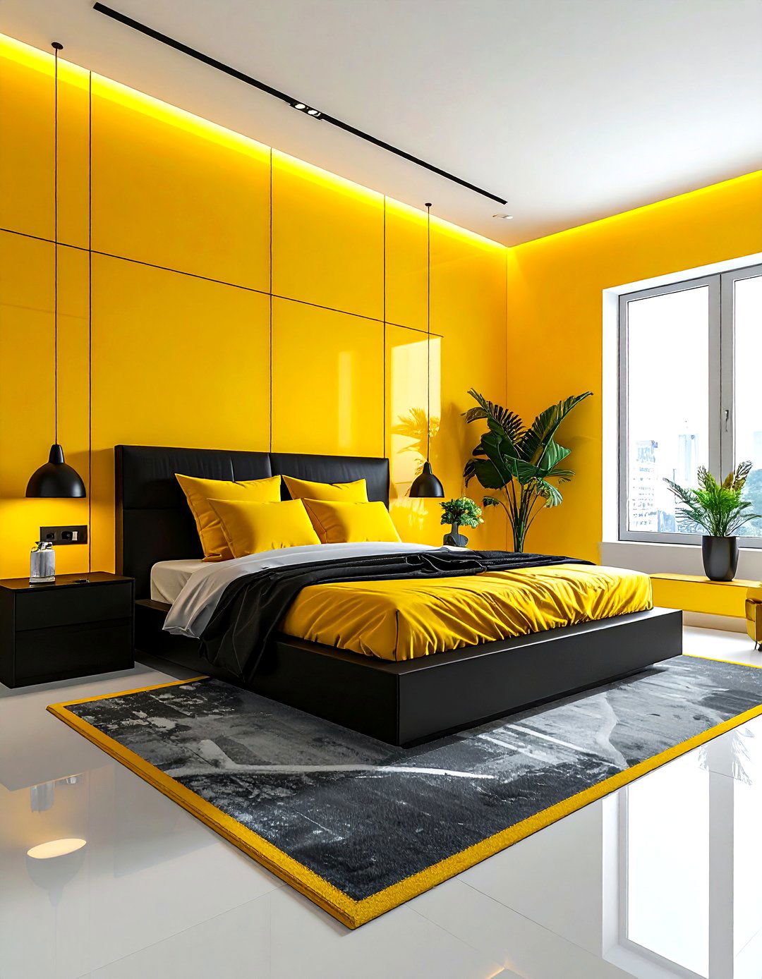 Yellow And Black Bedroom - 30 bright yellow bedroom ideas