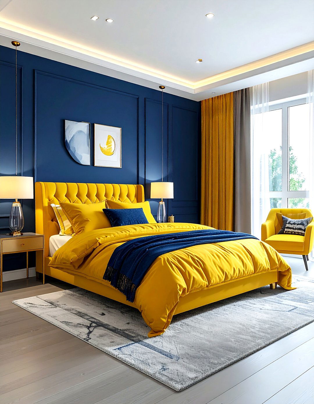 Yellow And Blue Bedroom - 30 bright yellow bedroom ideas