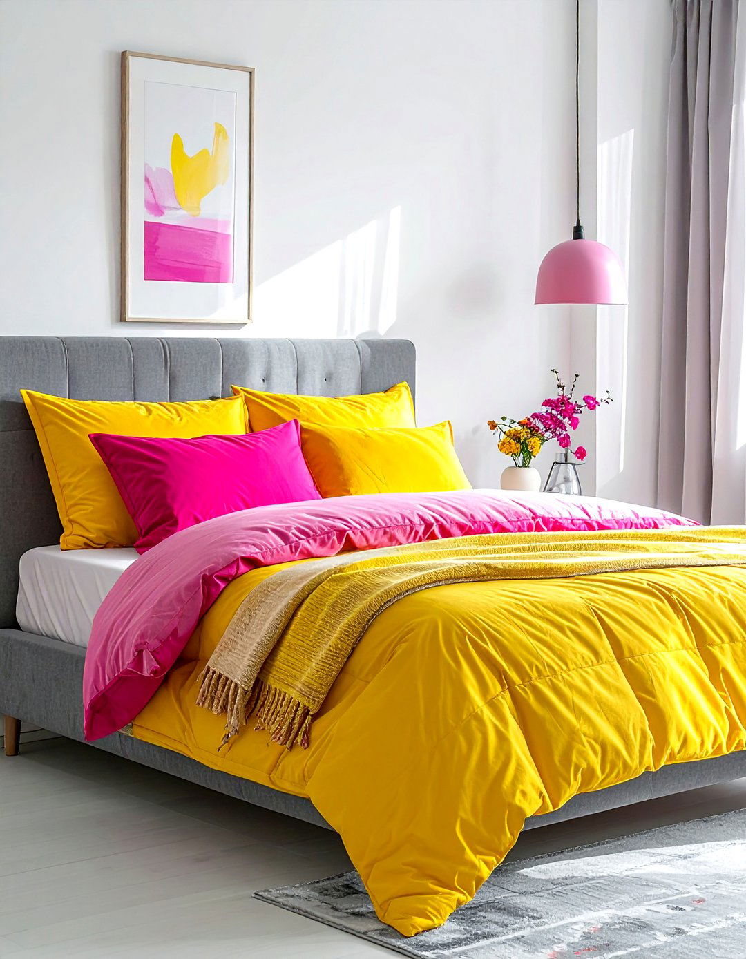 Yellow And Pink Bedroom - 30 bright yellow bedroom ideas