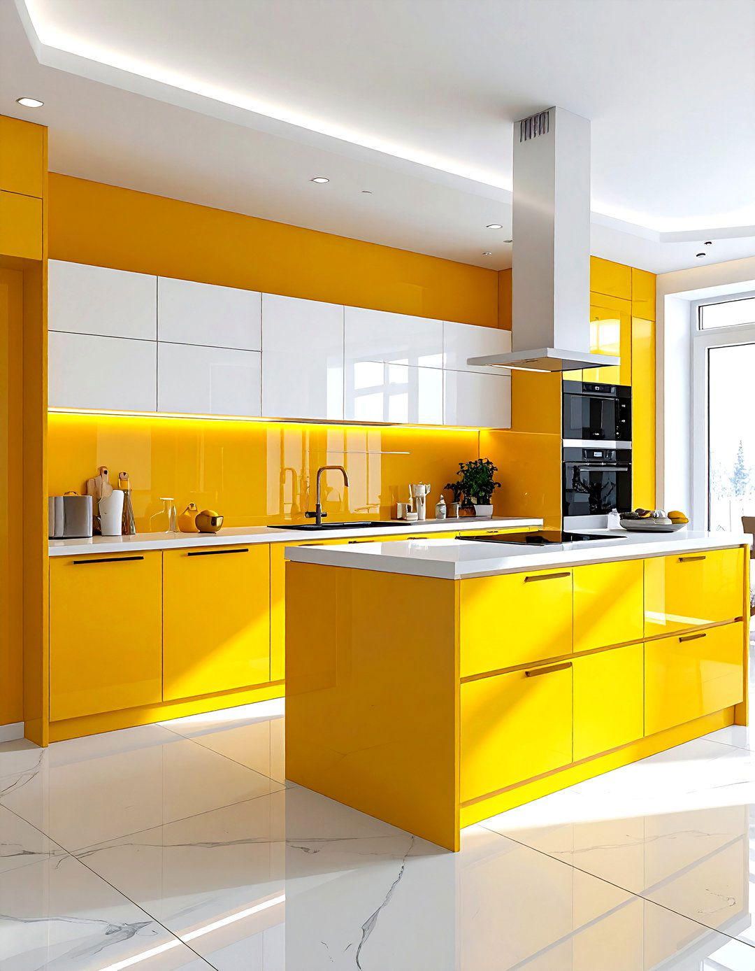 Yellow And White Bright Kitchen - 30 two-tone kitchen ideas