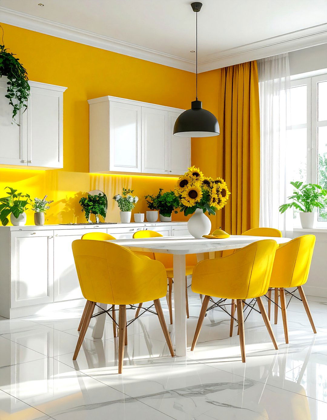 Yellow And White Dining Room - 30 bright yellow dining room ideas