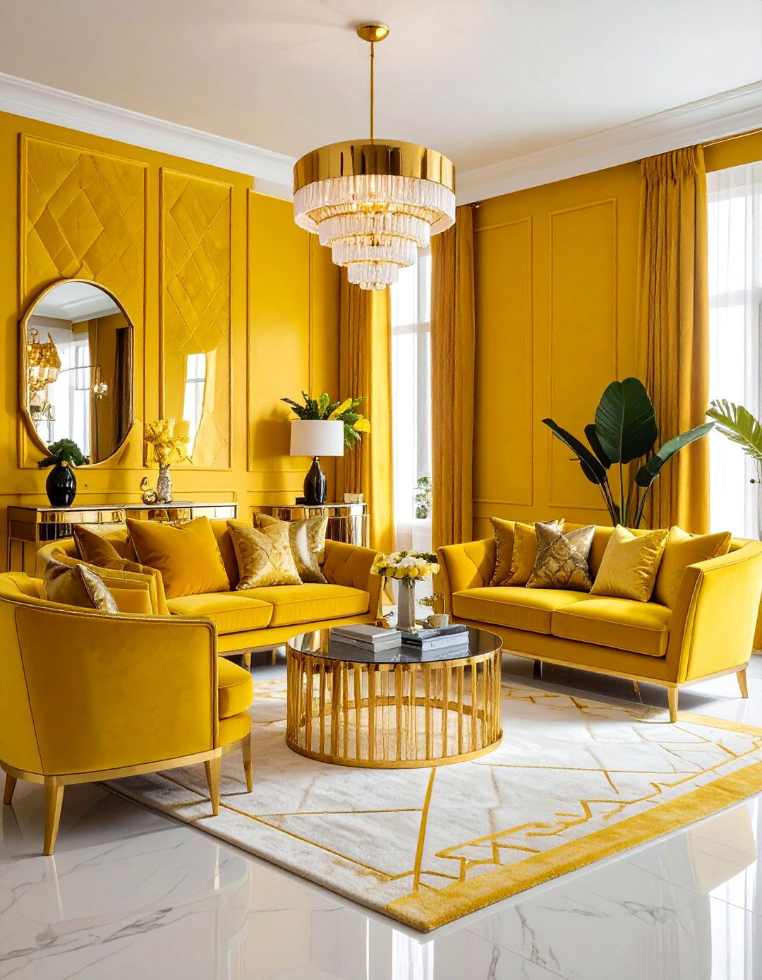 Yellow Art Deco Room - 30 yellow decor ideas