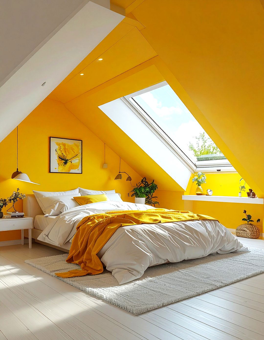 Yellow Attic Bedroom - 30 bright yellow bedroom ideas
