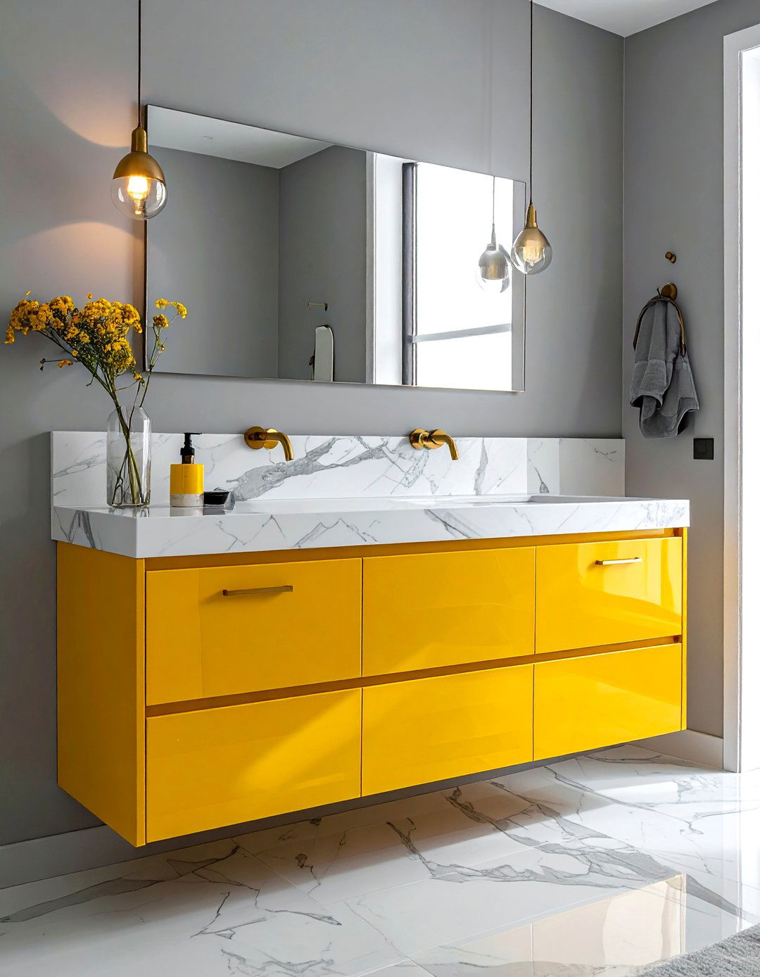 Yellow Bathroom Vanity - 30 yellow bathroom ideas