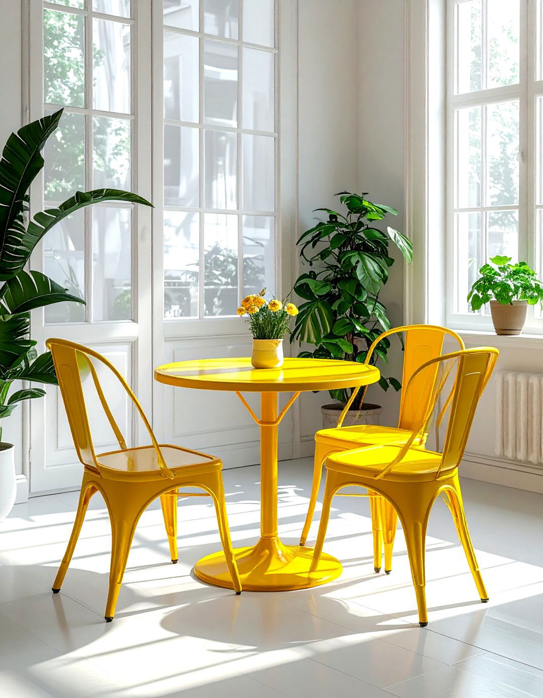 Yellow Bistro Set - 30 painted dining room furniture ideas