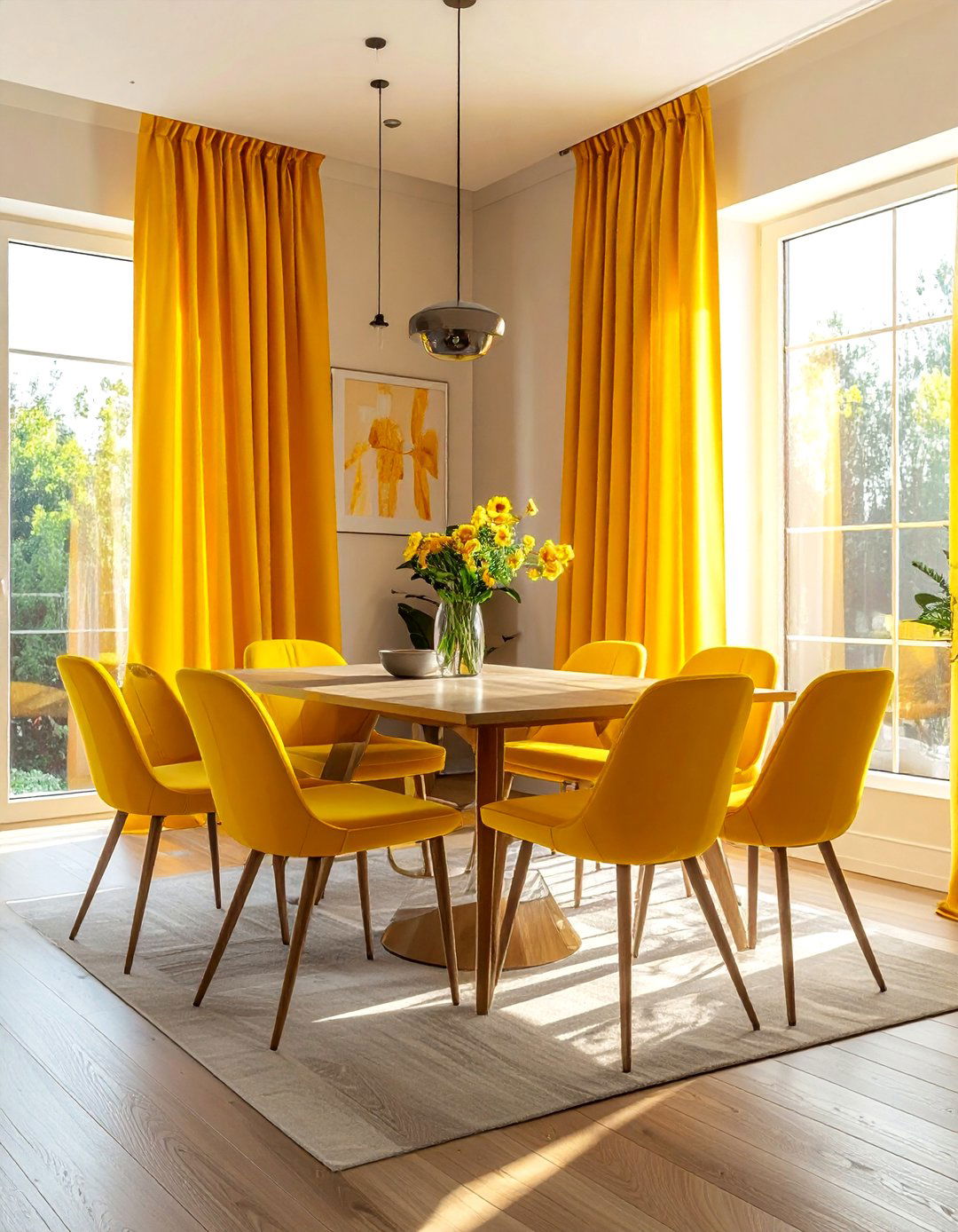 Yellow Curtains Dining Room - 30 bright yellow dining room ideas