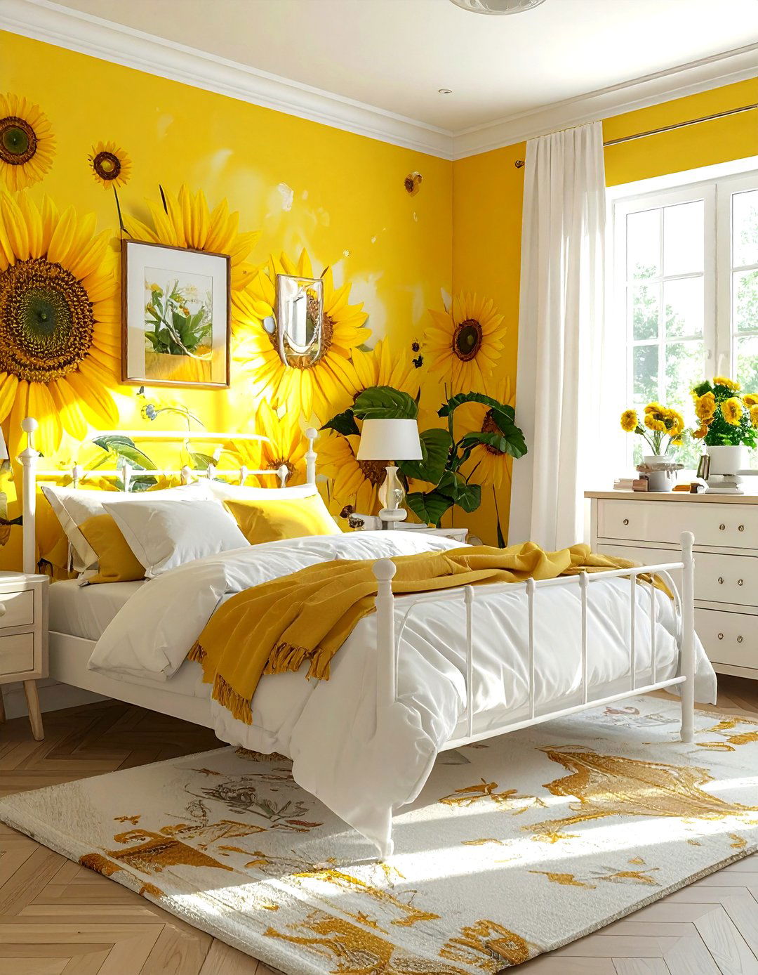 Yellow Floral Bedroom - 30 bright yellow bedroom ideas