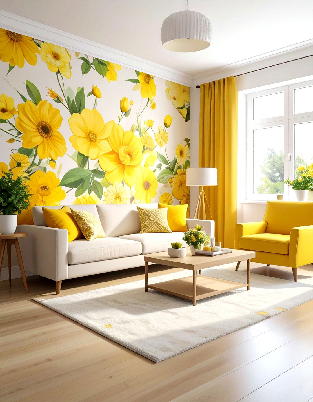 Yellow Floral Wallpaper - 30 living room floral wallpapers