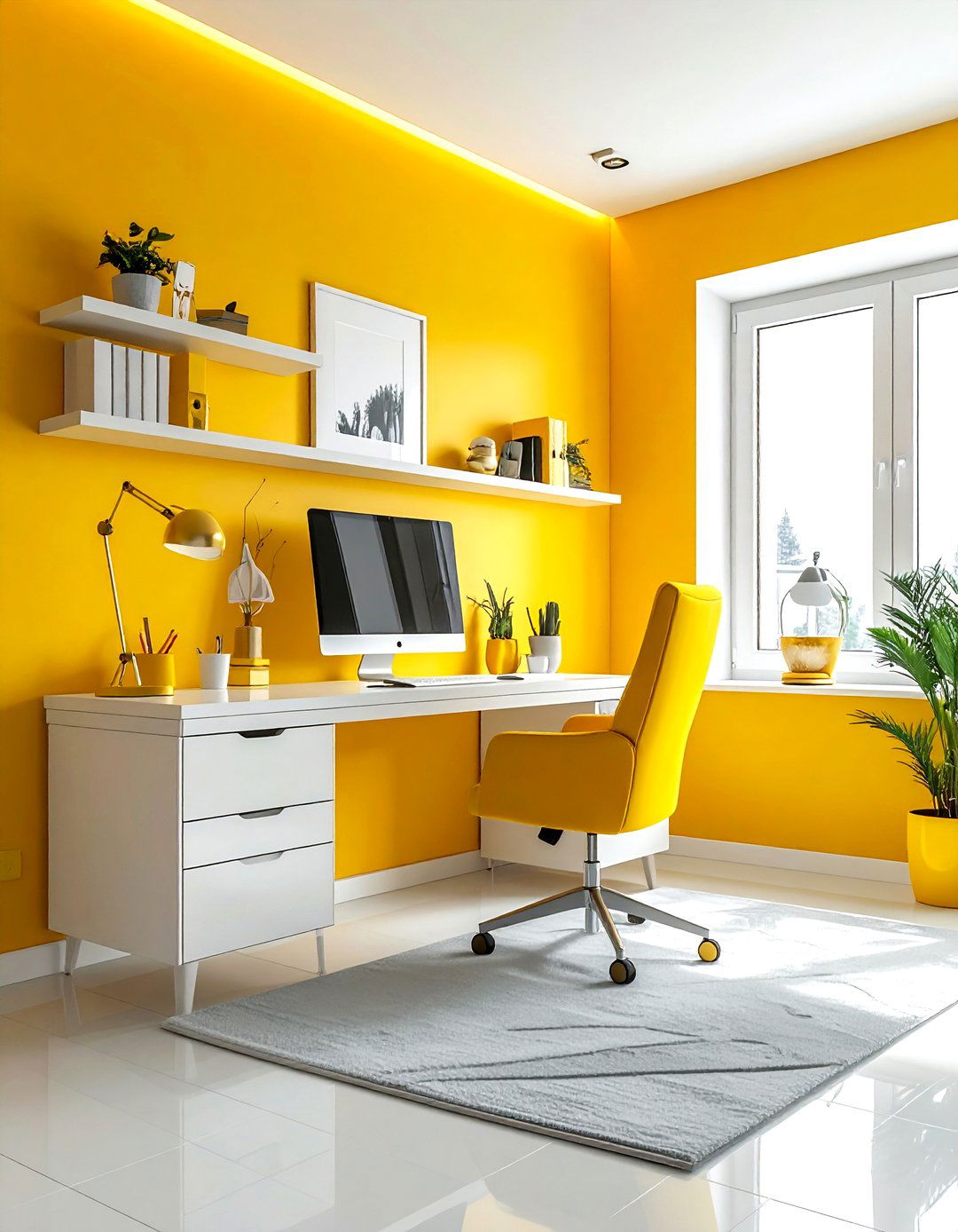 Yellow Home Office - 30 yellow decor ideas