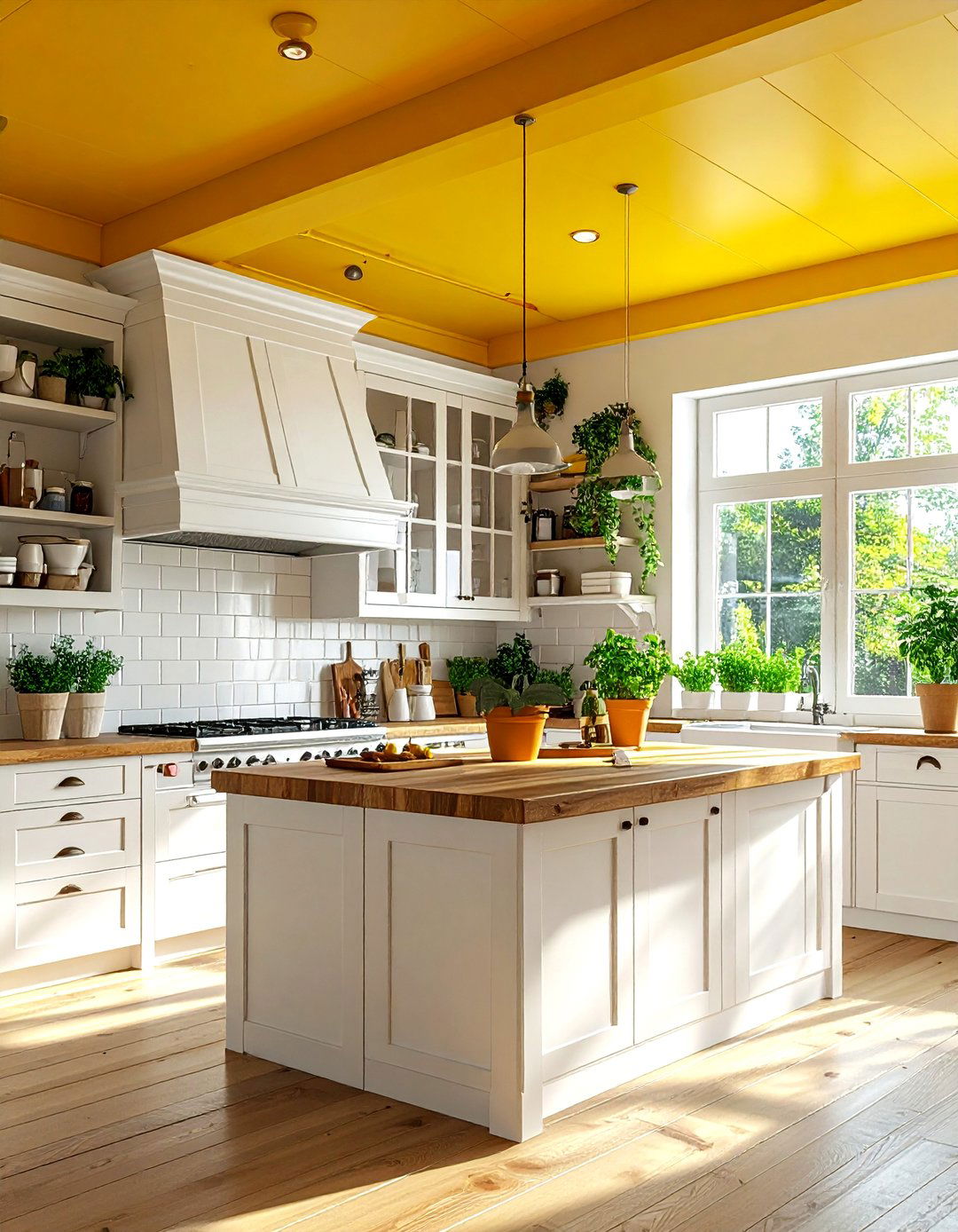 Yellow Kitchen Ceiling - 30 painted ceiling ideas
