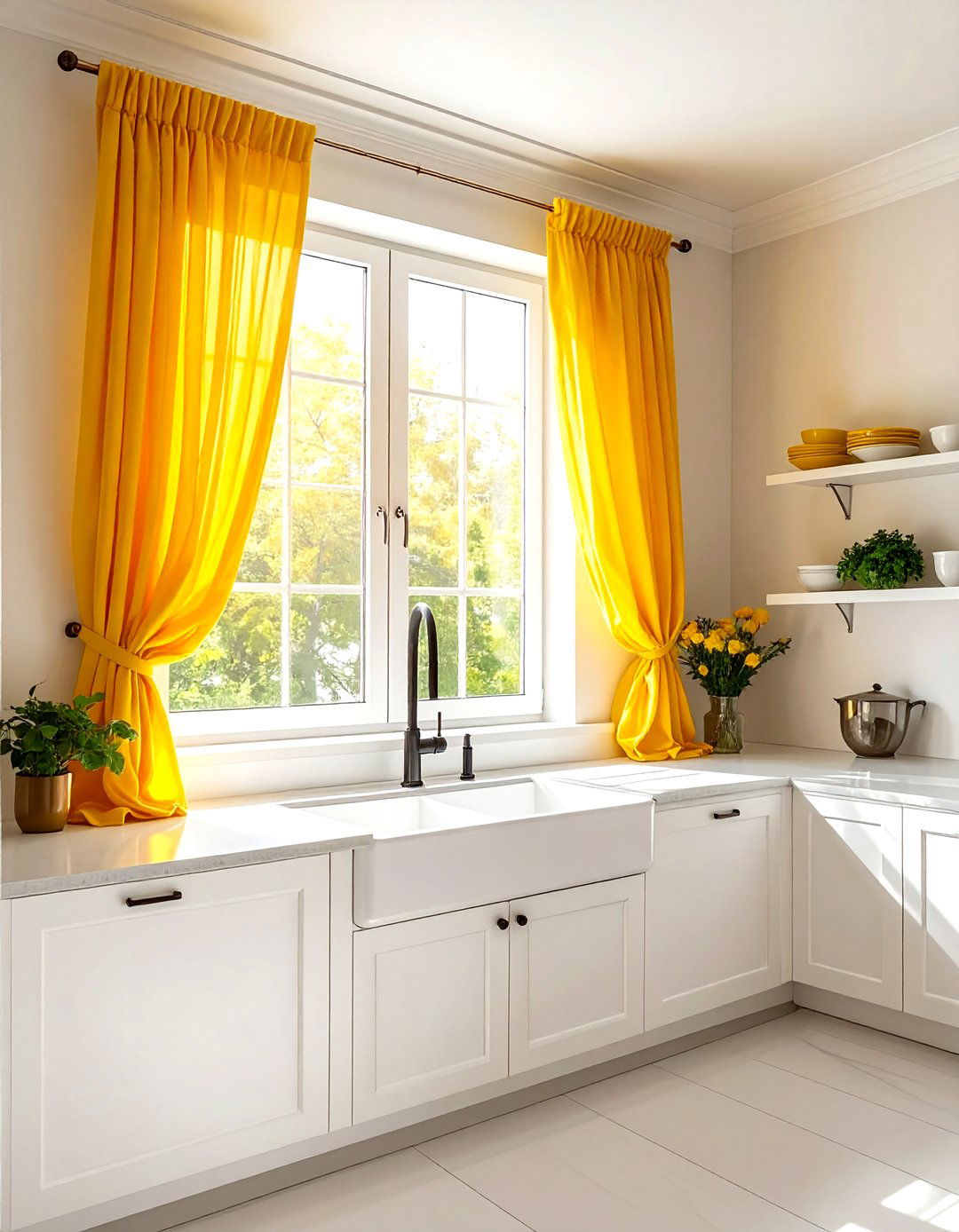 Yellow Kitchen Curtains - 30 yellow kitchen ideas