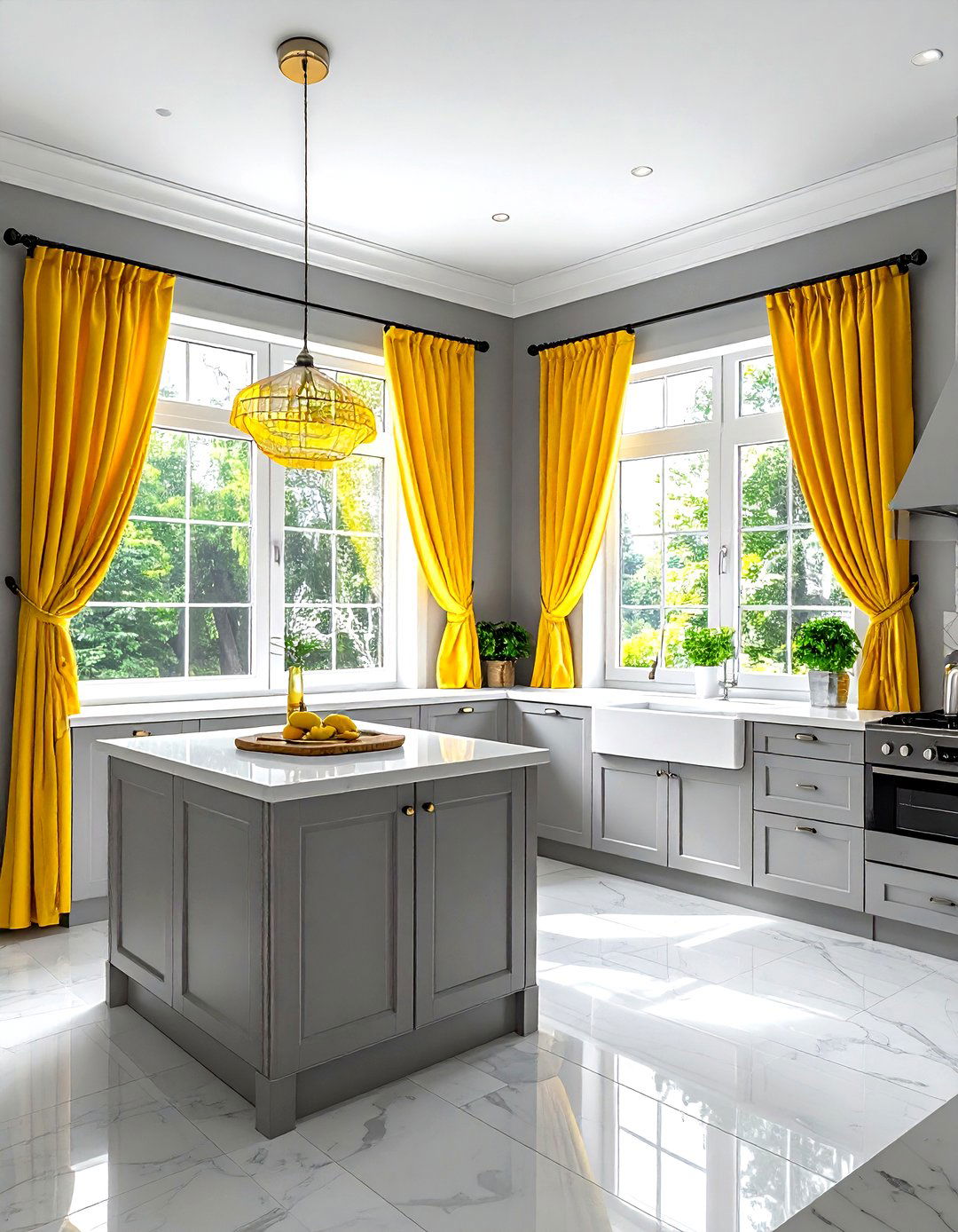Yellow Kitchen Curtains Gray Walls - 30 gray yellow kitchen ideas
