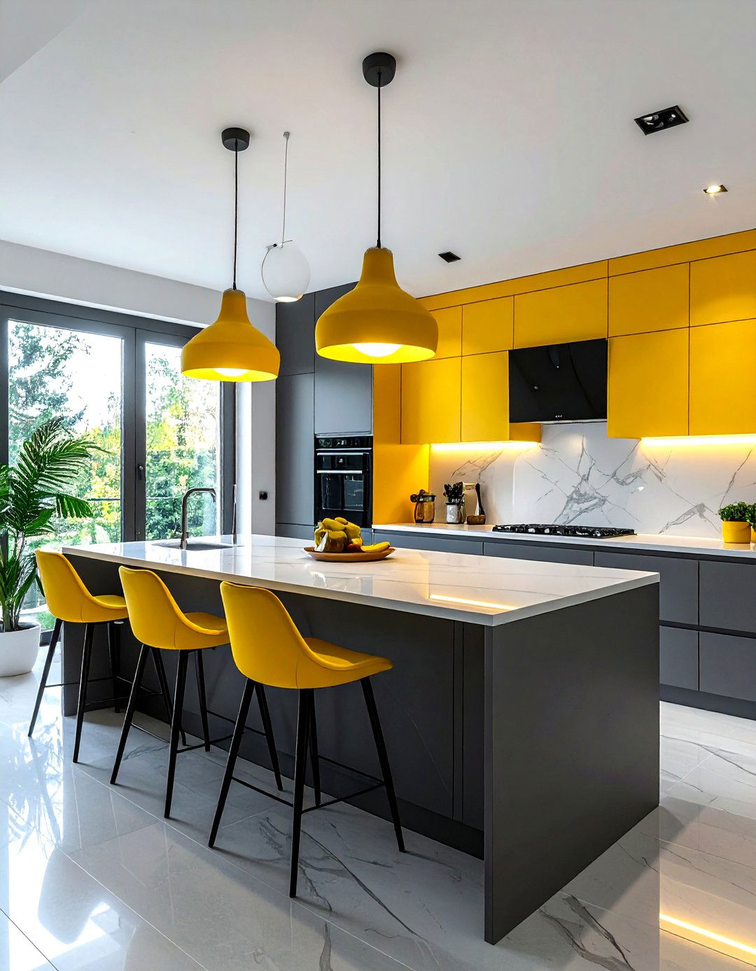 Yellow Kitchen Lighting Gray Island - 30 gray yellow kitchen ideas