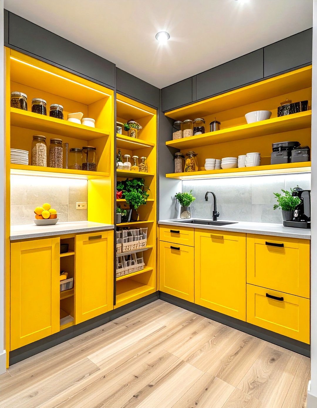 Yellow Kitchen Pantry Gray Doors - 30 gray yellow kitchen ideas