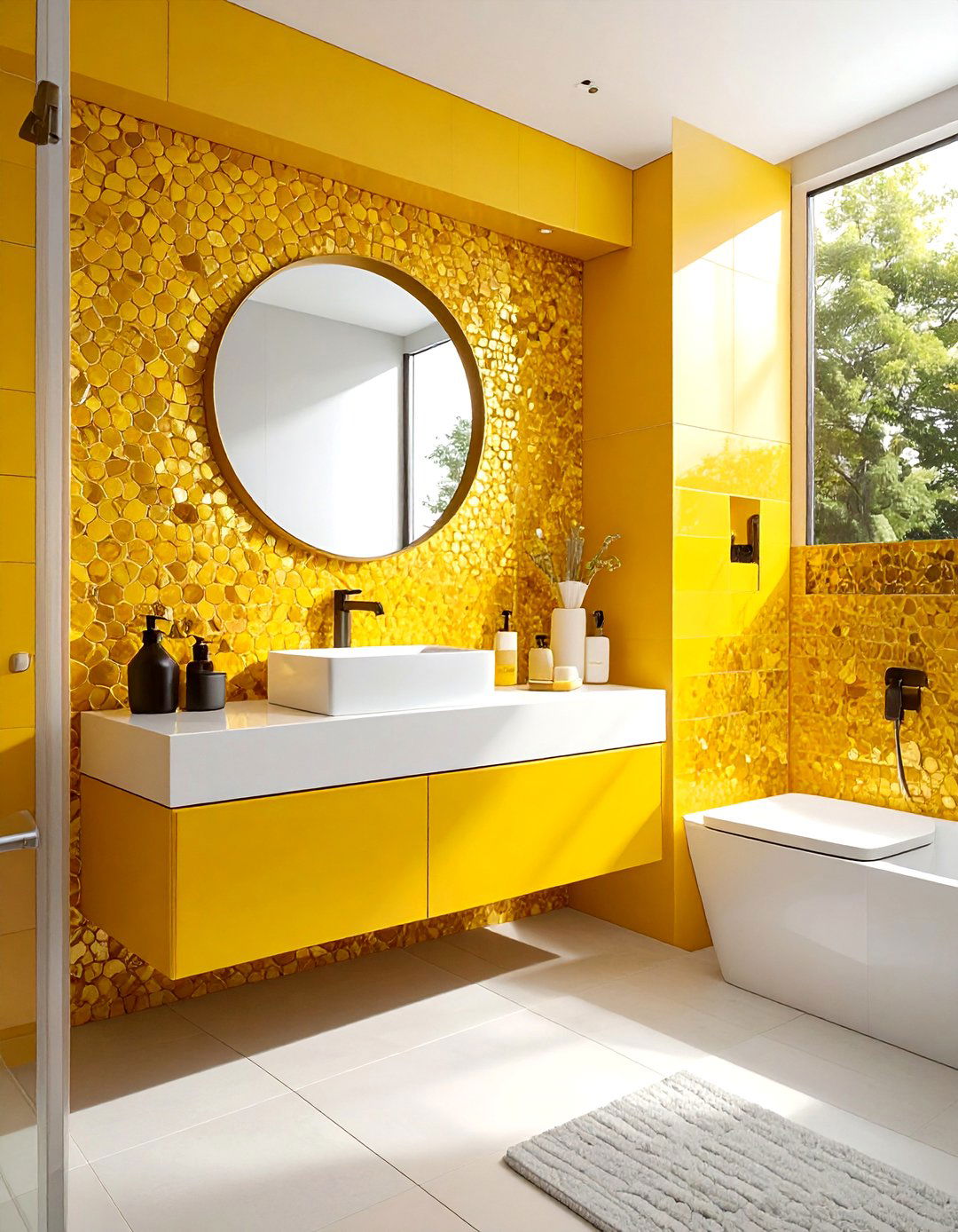 Yellow Mosaic Bathroom Detail - 30 yellow bathroom ideas