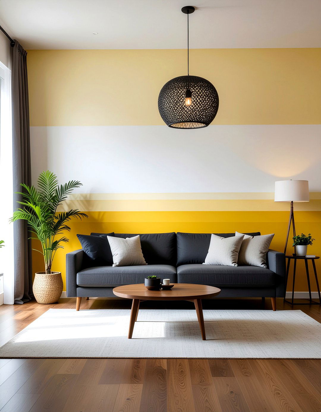 Yellow Ombre Wall - 30 living room ombre wall ideas