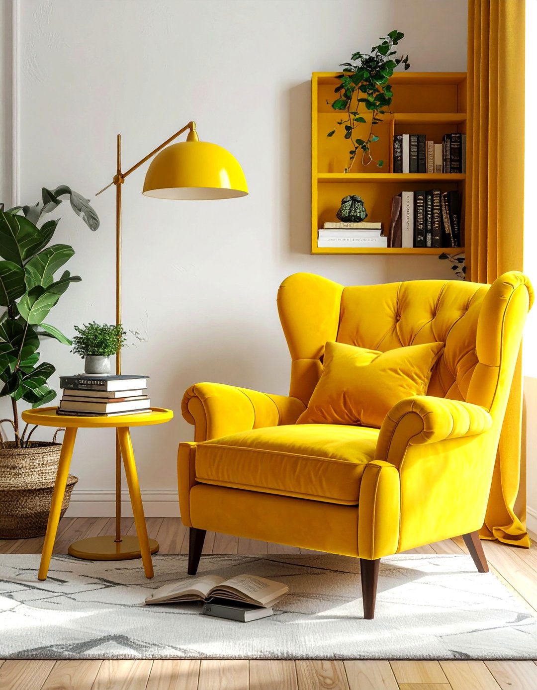 Yellow Reading Nook - 30 yellow decor ideas