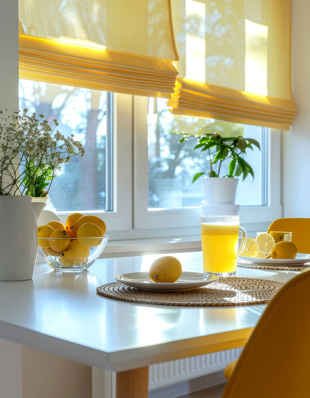 Yellow Roman Shades - 30 dining room roman shade ideas