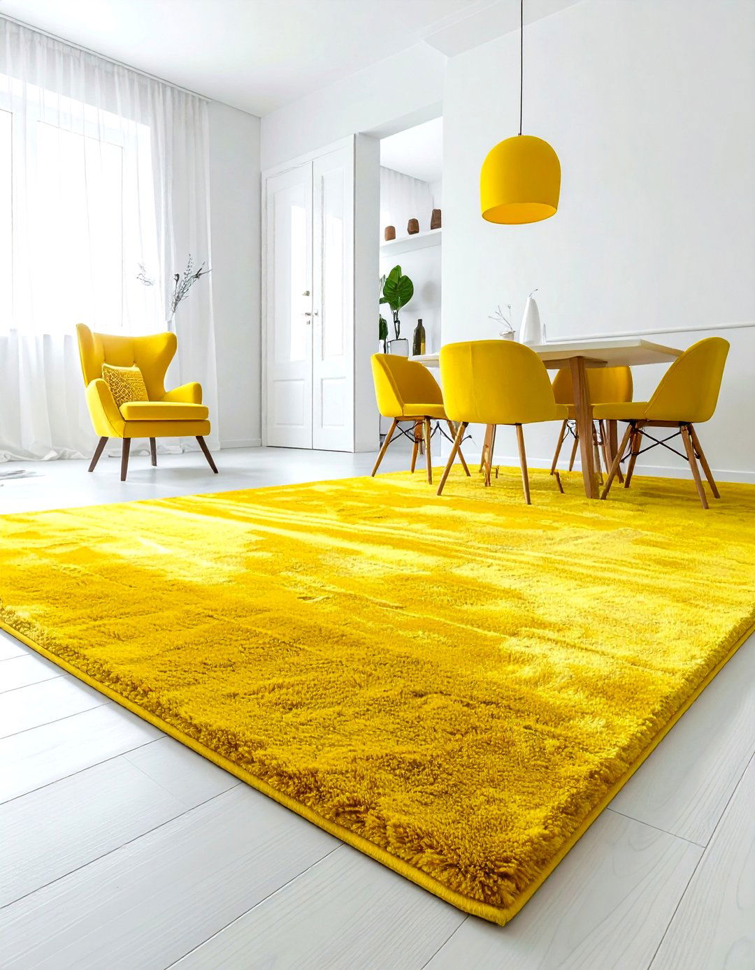 Yellow Rug Dining Room - 30 bright yellow dining room ideas