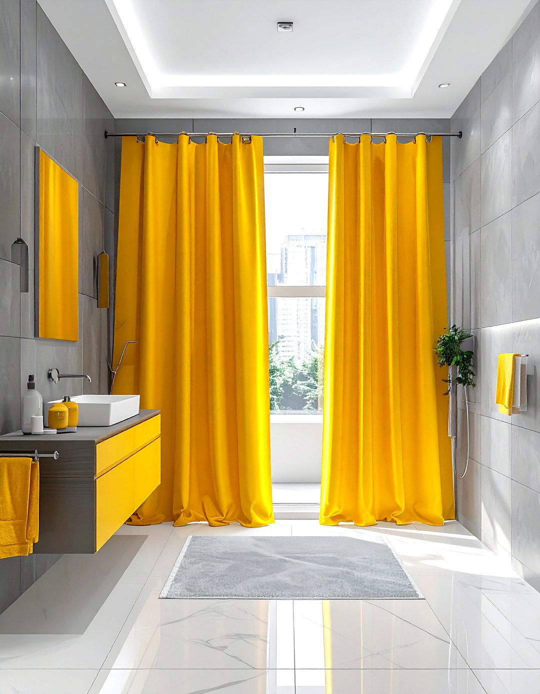 Yellow Shower Curtain Gray Bathroom - 30 gray and yellow bathroom ideas