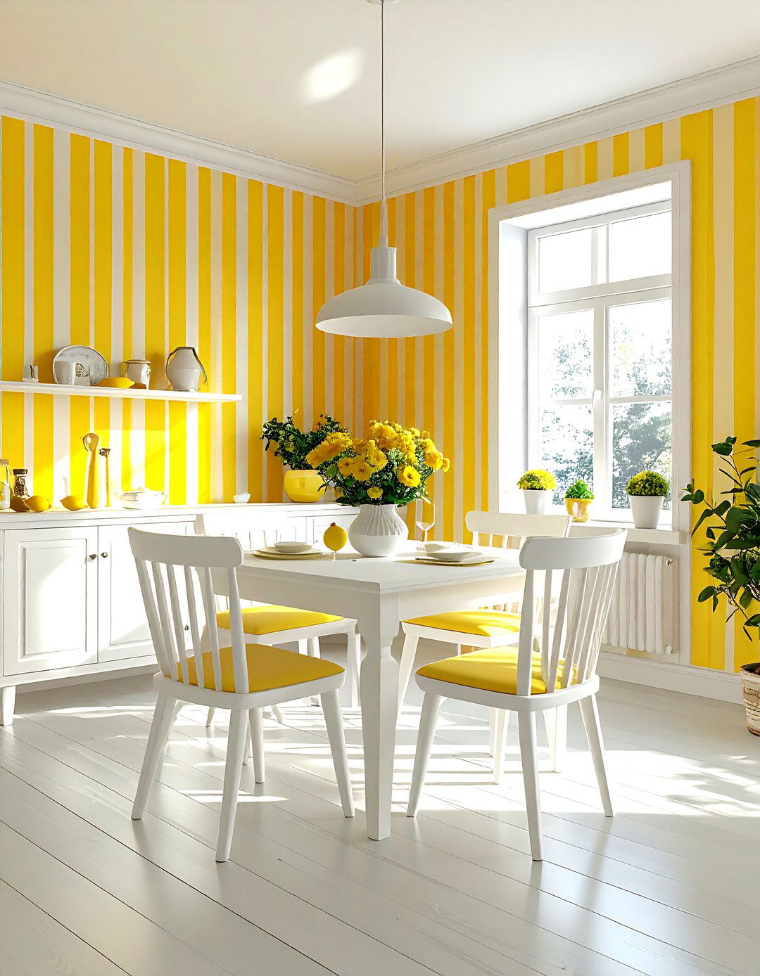 Yellow Striped Wallpaper Dining Room - 30 striped wallpaper dining room ideas