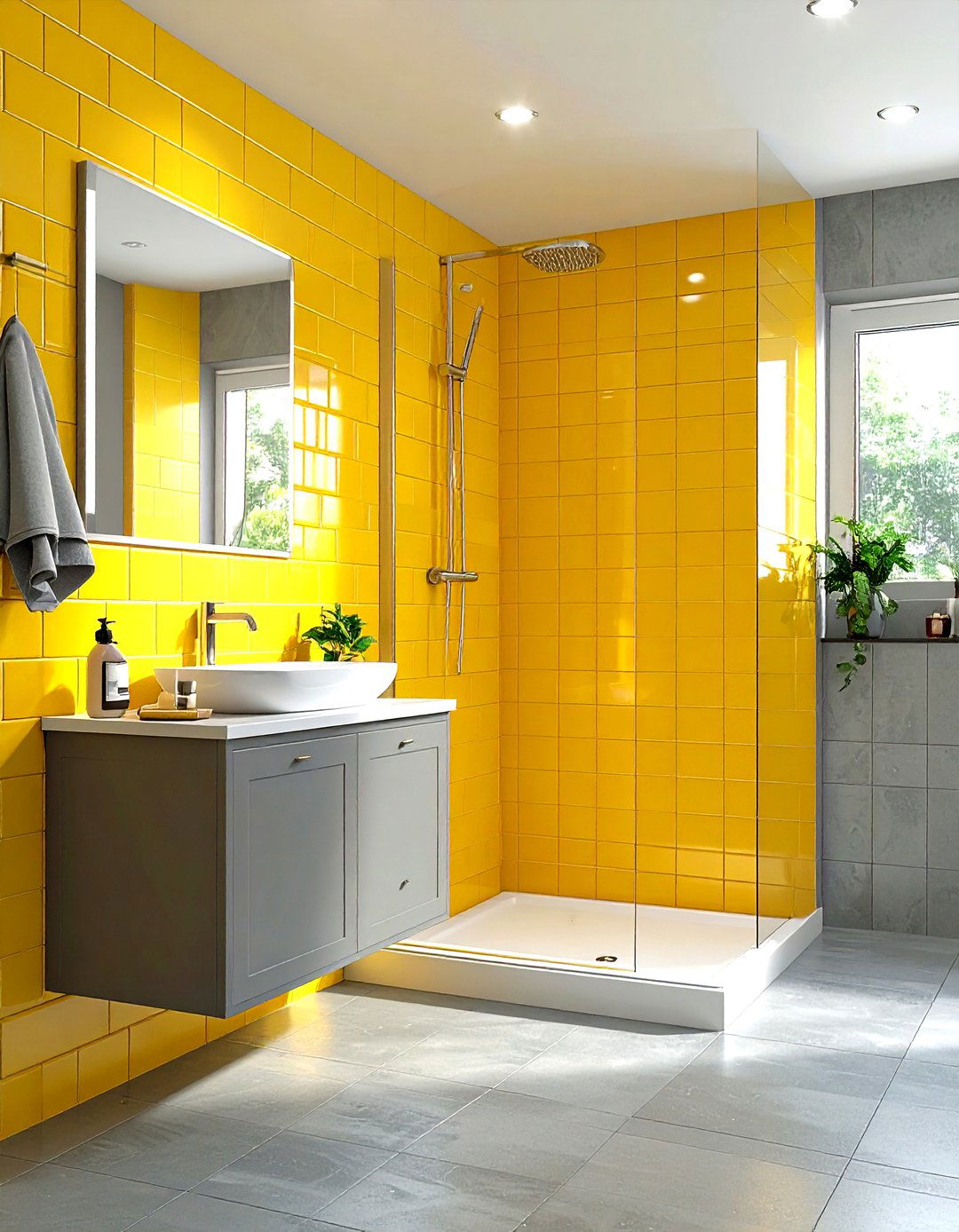 Yellow Subway Tile Bathroom - 30 gray and yellow bathroom ideas