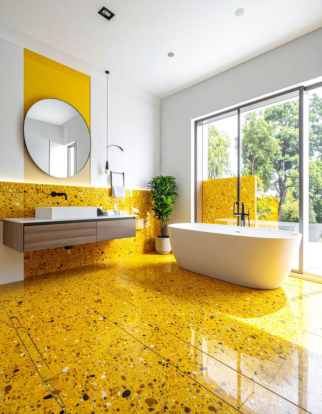 Yellow Terrazzo Bathroom Floor - 30 yellow bathroom ideas