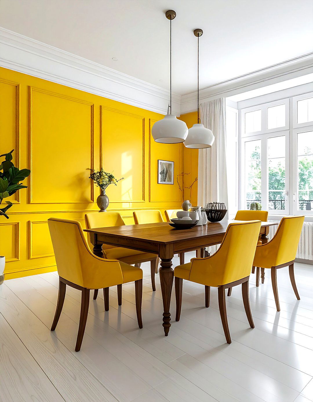 Yellow Wainscoting Dining Room - 30 bright yellow dining room ideas