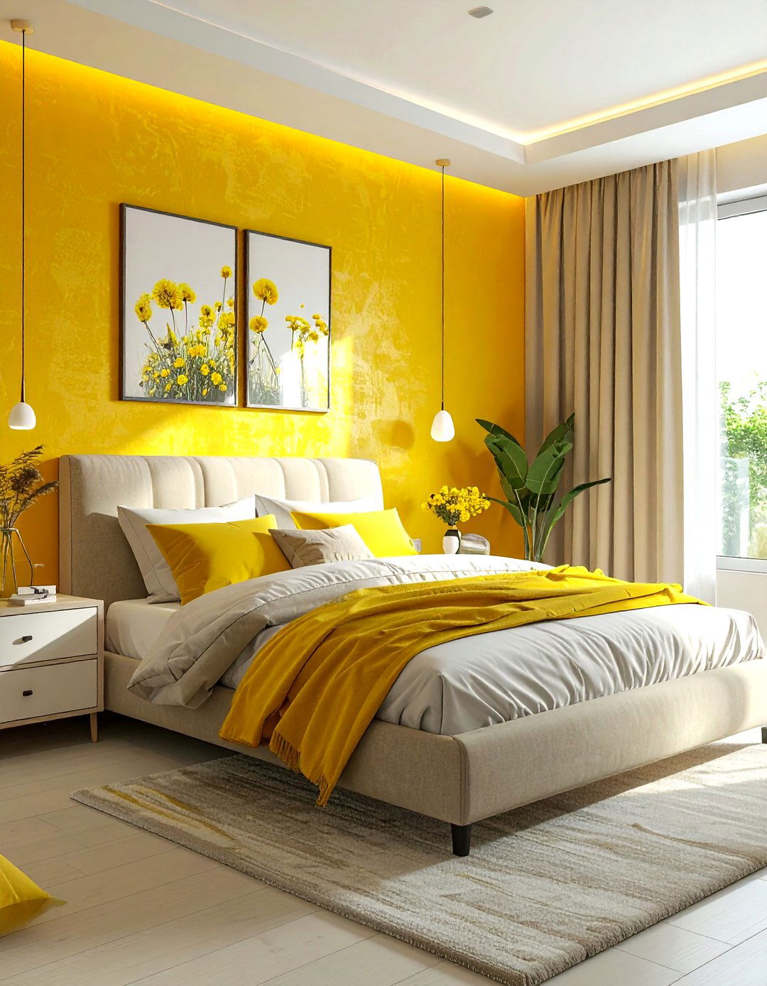 Yellow Wallpaper Bedroom - 30 bright yellow bedroom ideas