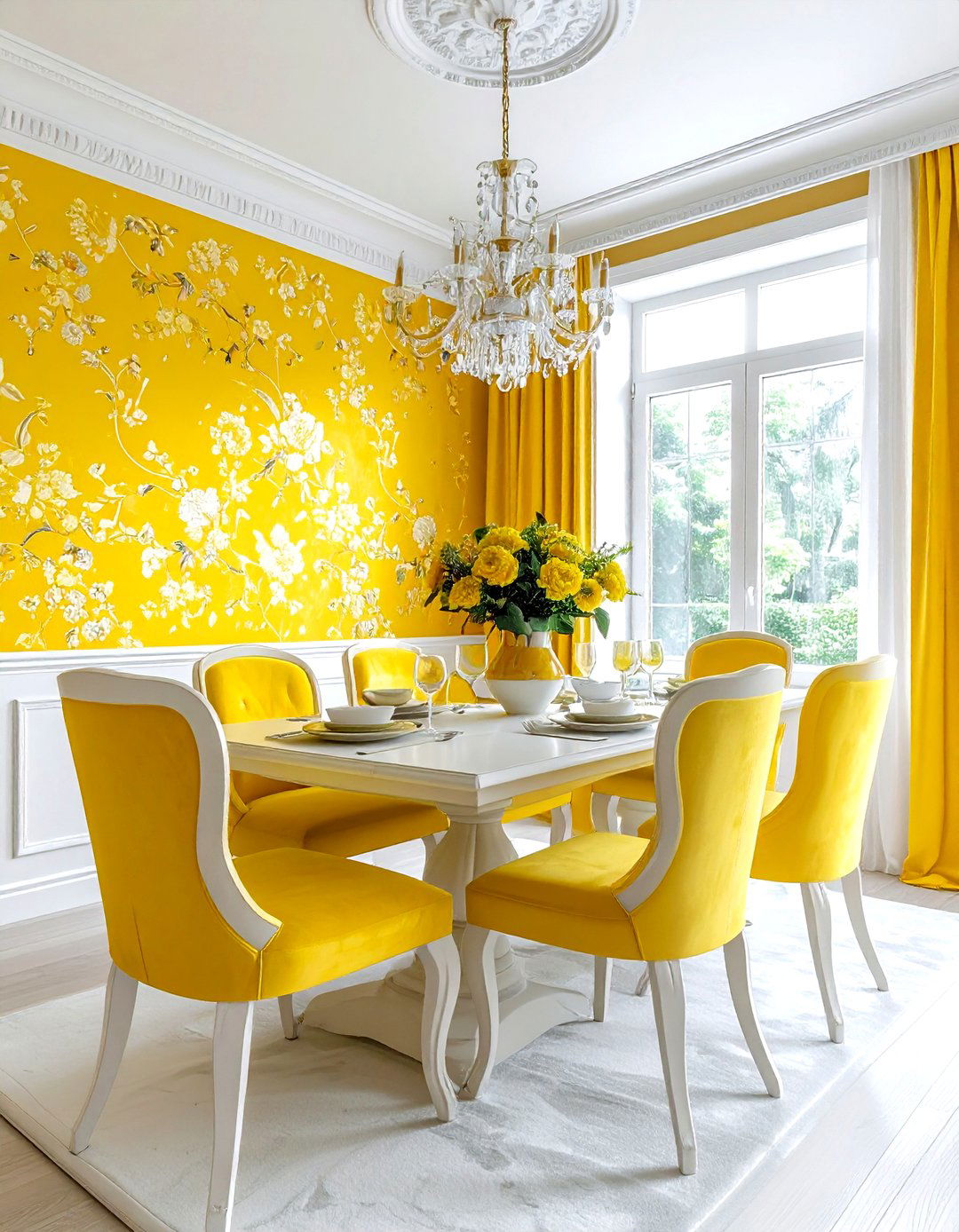 Yellow Wallpaper Dining Room - 30 bright yellow dining room ideas