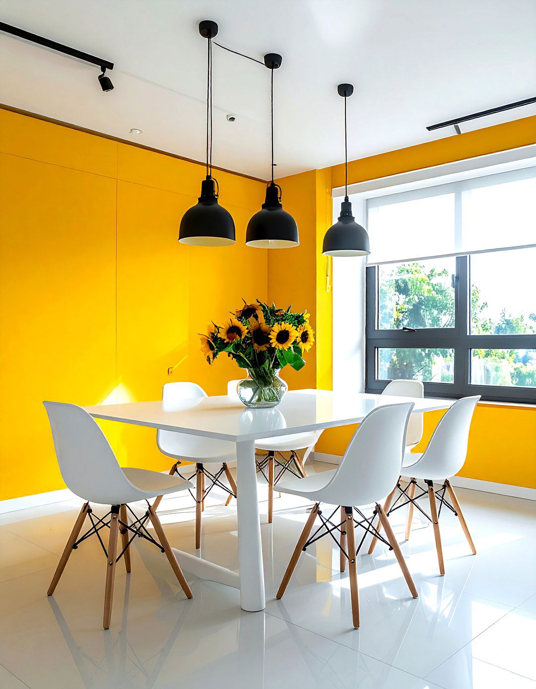 Yellow accent wall - 30 yellow dining room ideas