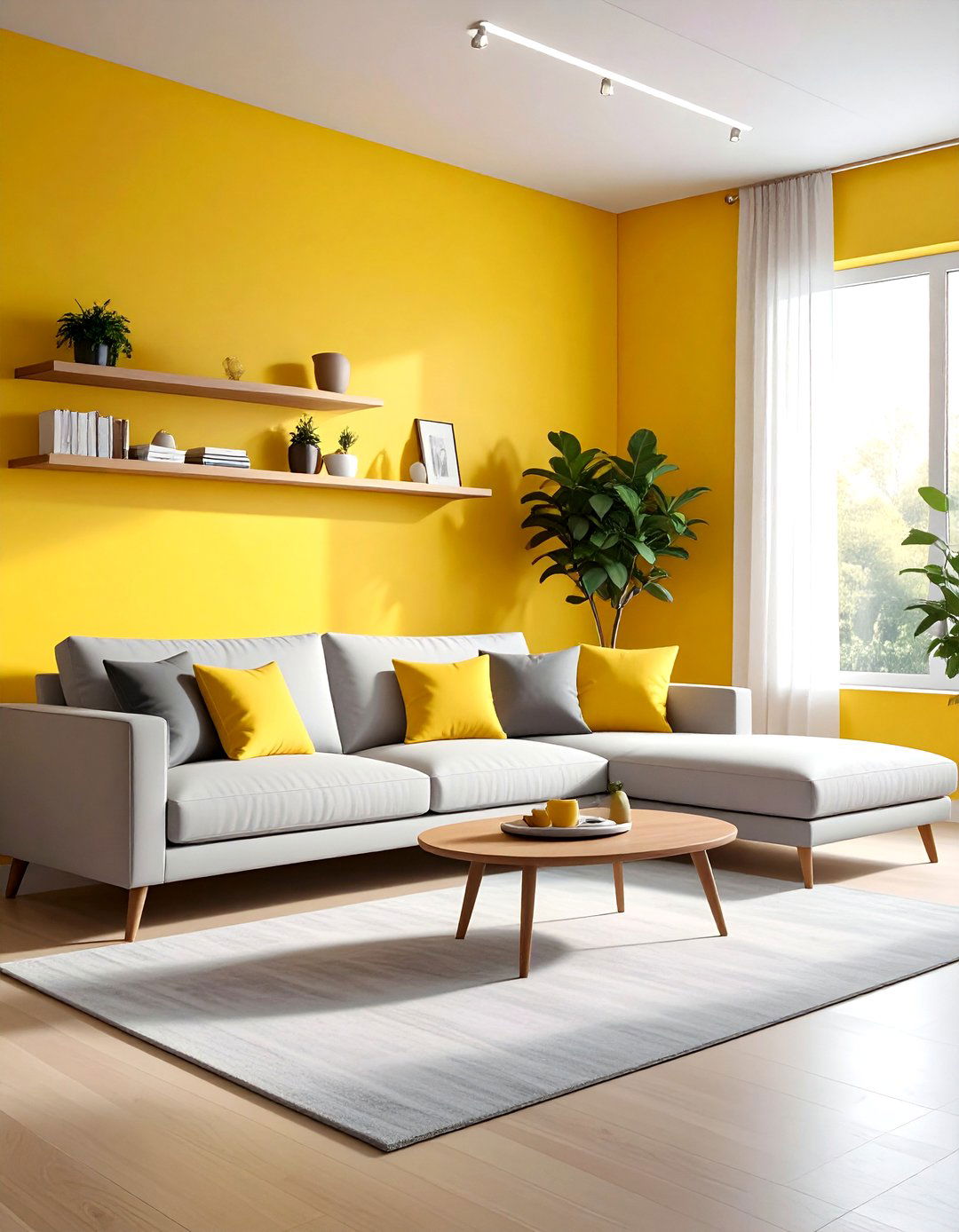 Yellow accent wall living room - 30 bright yellow living room ideas
