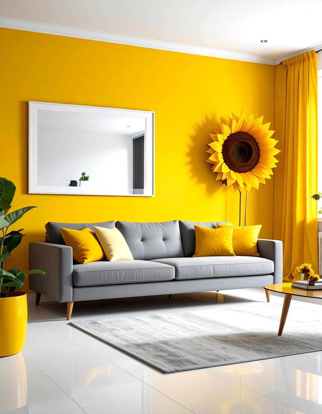 Yellow accent wall white room - 30 yellow and white living room ideas