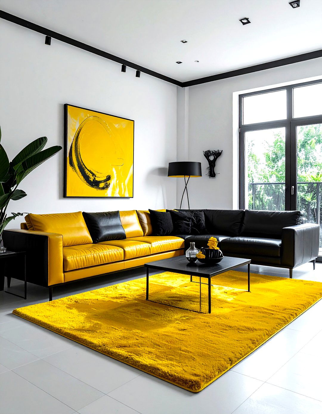 Yellow and black living room - 30 yellow living room decor ideas