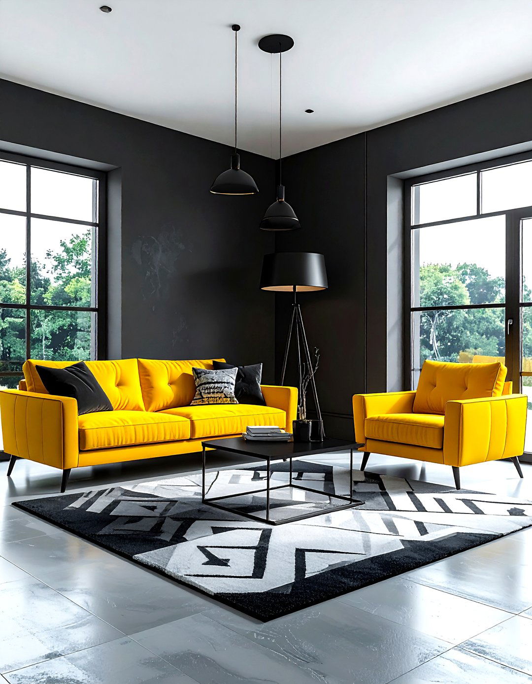 Yellow and black living room - 30 yellow living room ideas