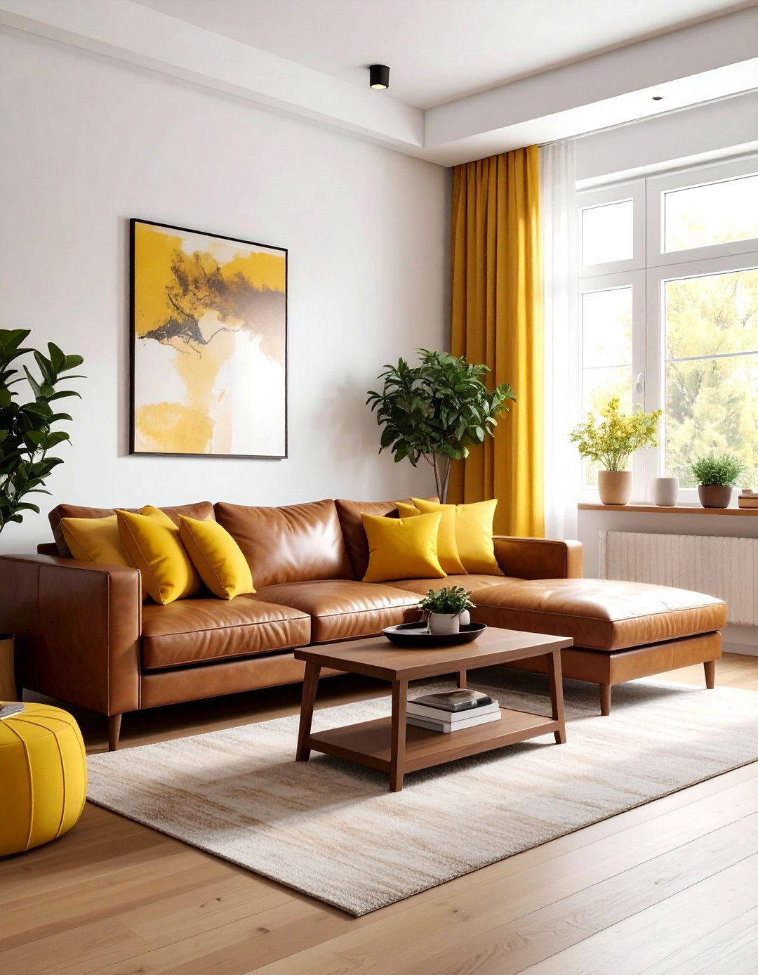 Yellow and brown living room - 30 bright yellow living room ideas