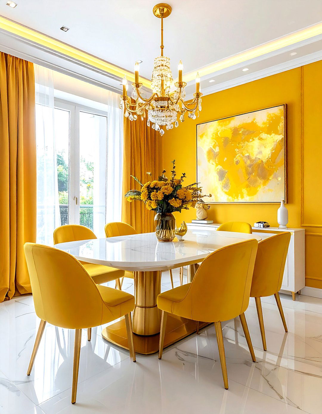 Yellow and gold dining room - 30 yellow dining room ideas