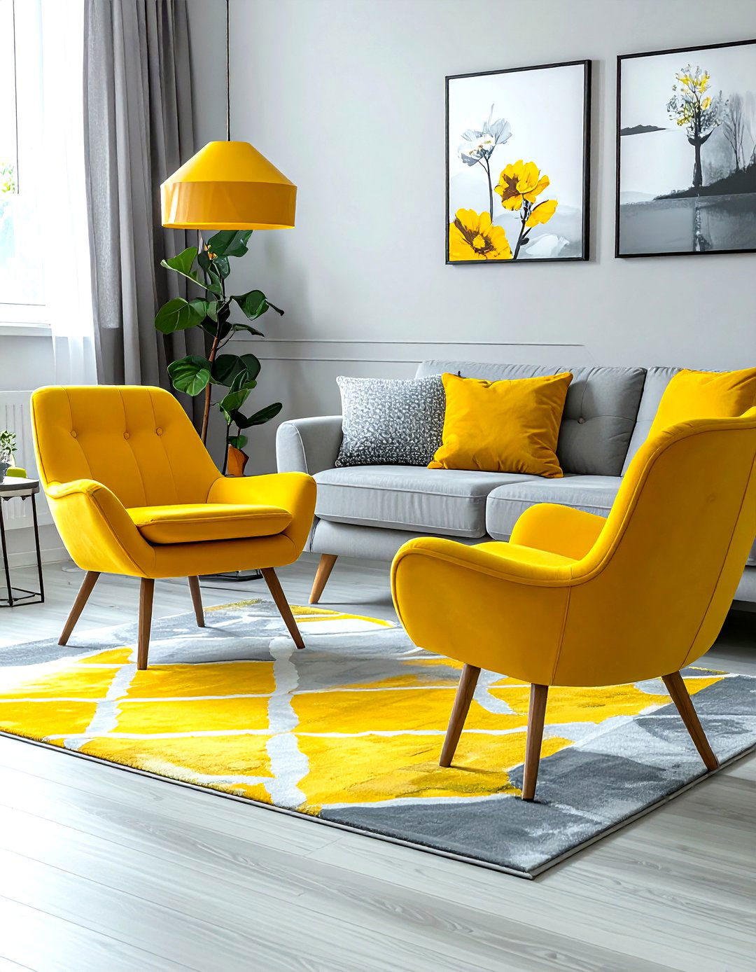 Yellow and grey living room - 30 yellow living room ideas