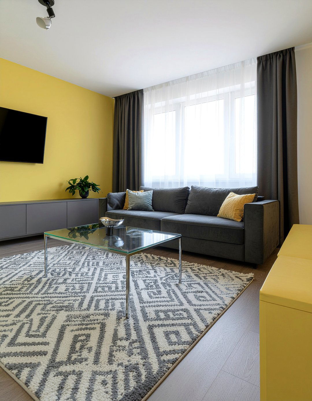 Yellow and grey living room - 30 living room yellow walls