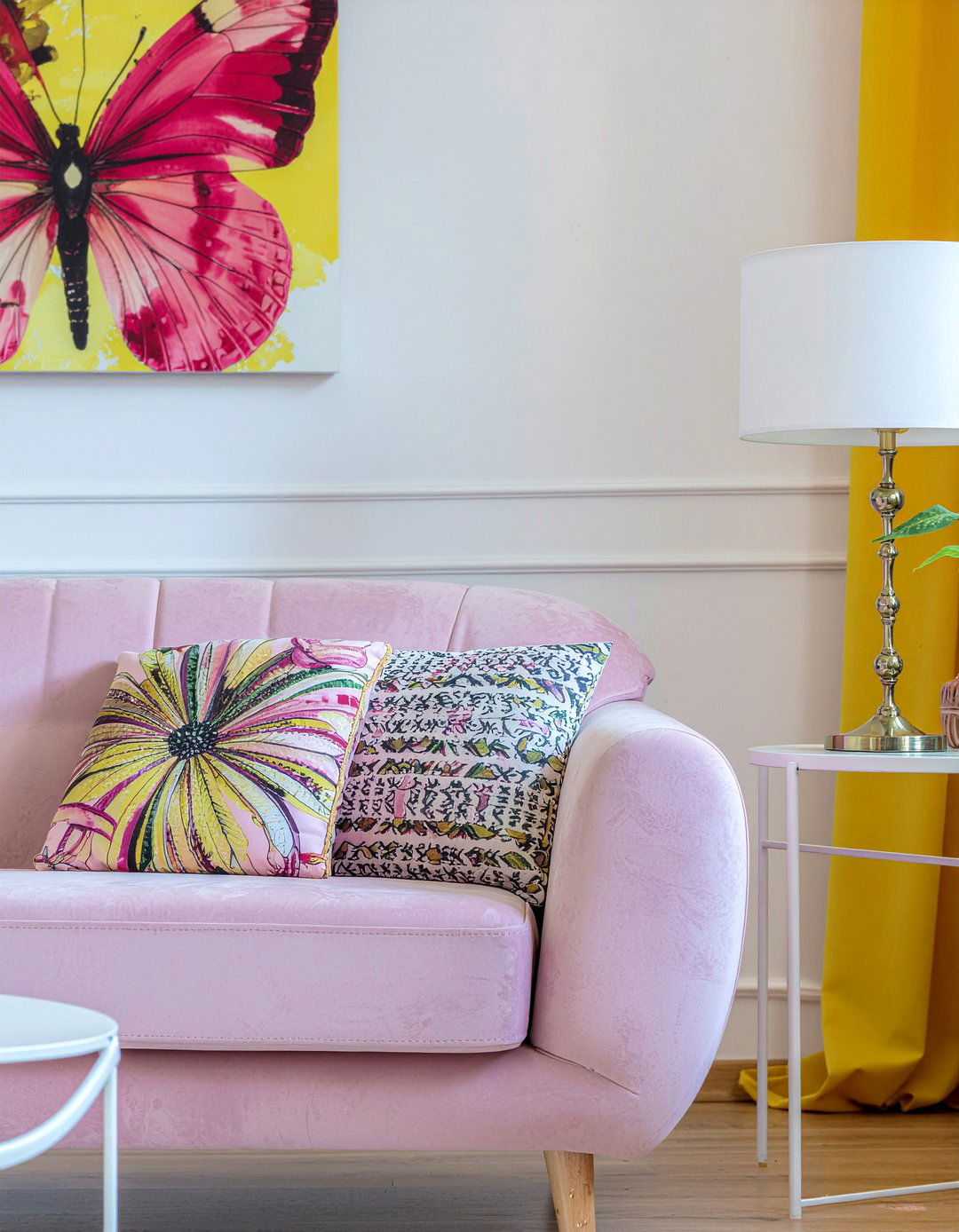 Yellow and pink living room - 30 living room yellow walls